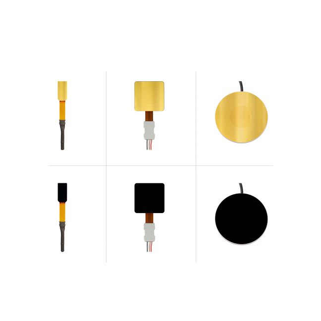带有金色和黑色贴纸的热通量传感器可详细测量热通量